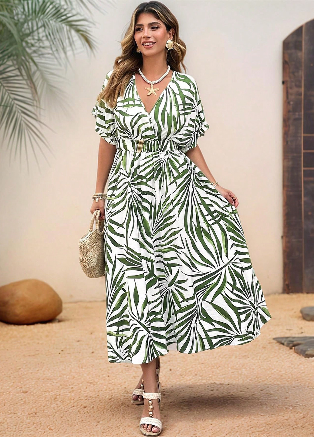 Білий кежуал сукня кльош SHEIN з малюнком