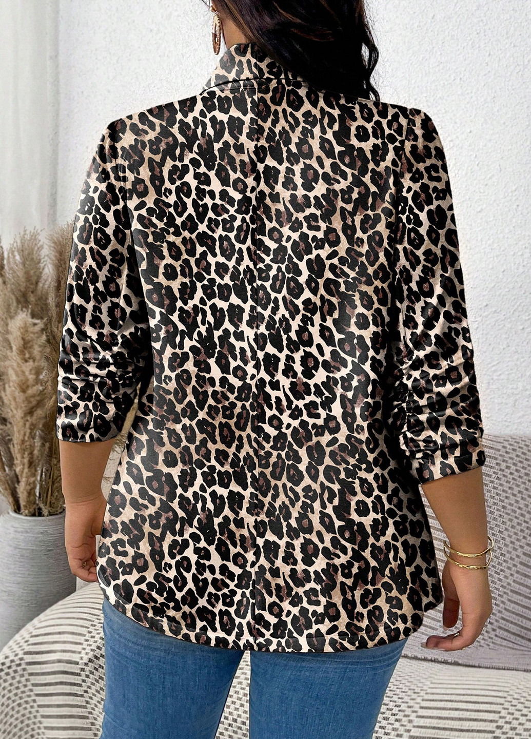 Светло-бежевый женский жакет SHEIN леопардовый - демисезонный