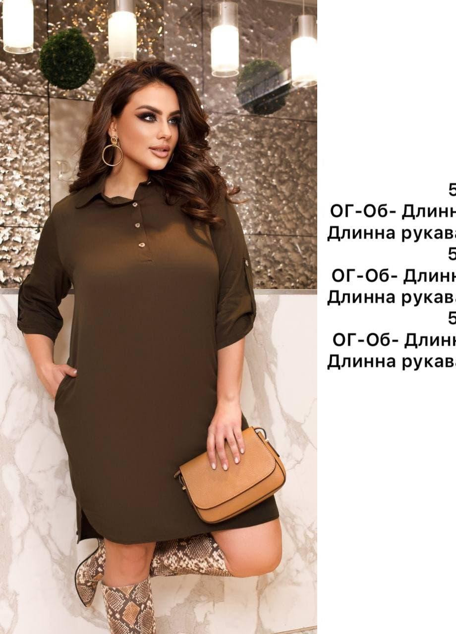 Оливковая (хаки) женская рубашка туника цвет хаки р.50/52 356612 New Trend