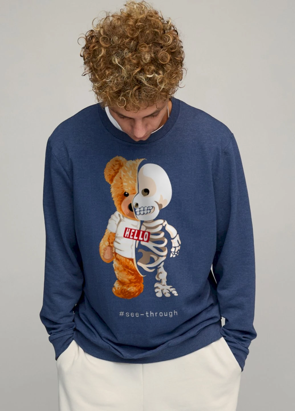 Синій світшот чоловічий oversize /no flis/ YAPPI (252385877)