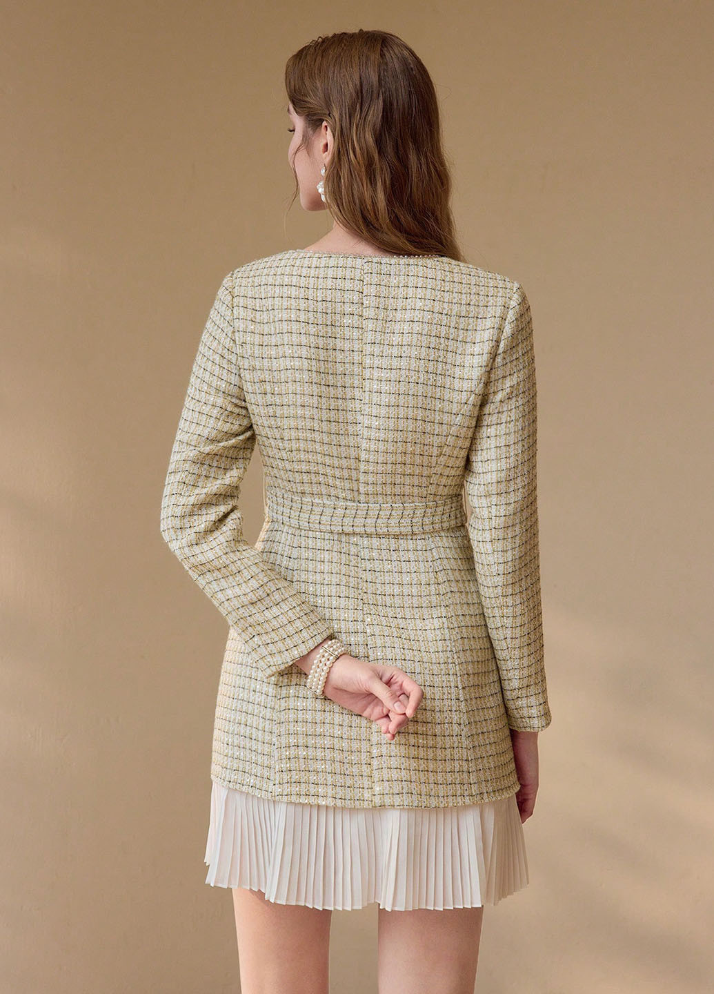 Кремовое кэжуал платье SHEIN в клетку