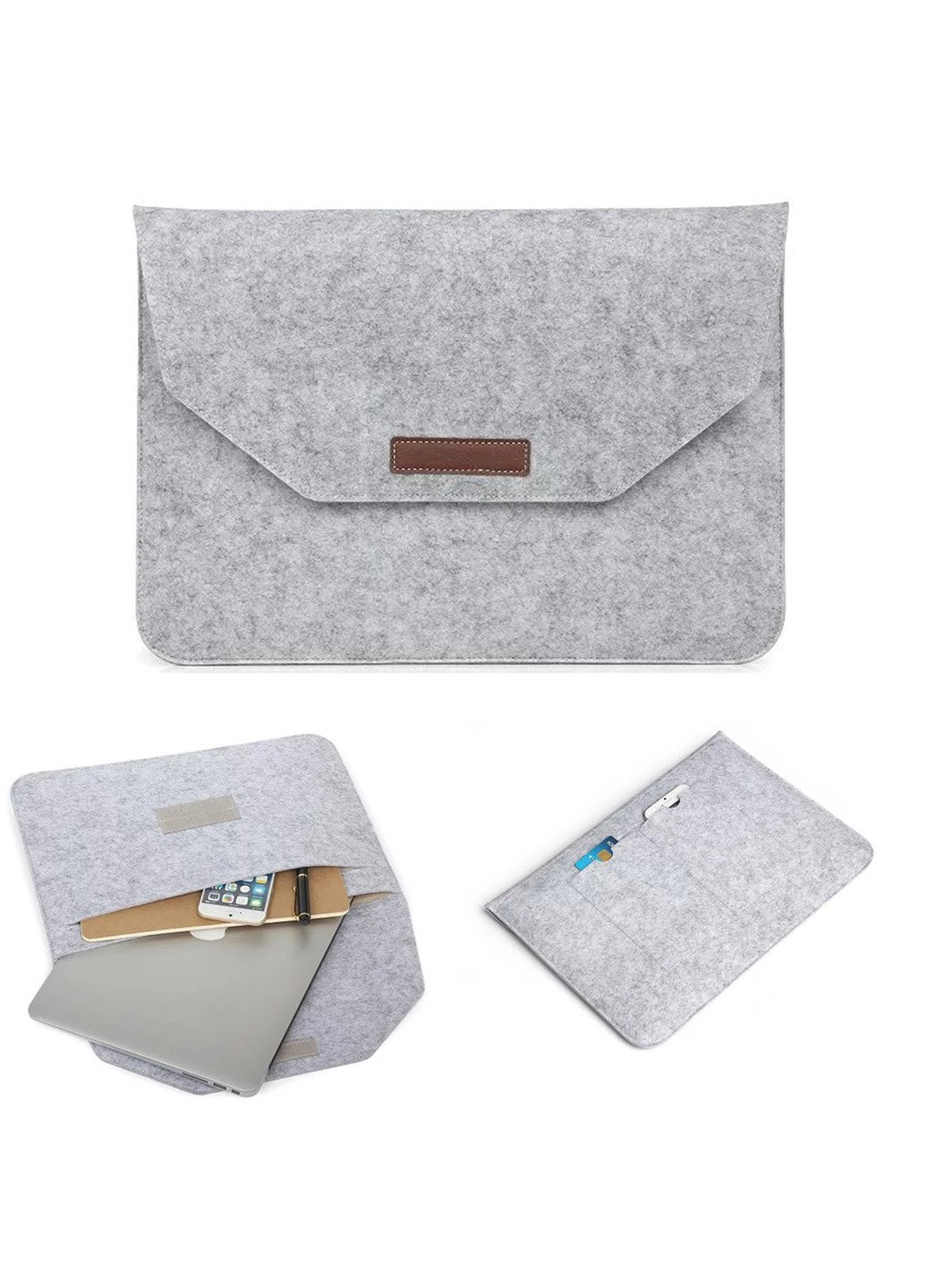 Сумка-конверт фетровий для Macbook 13.3 gray P.A.C. (96874290)