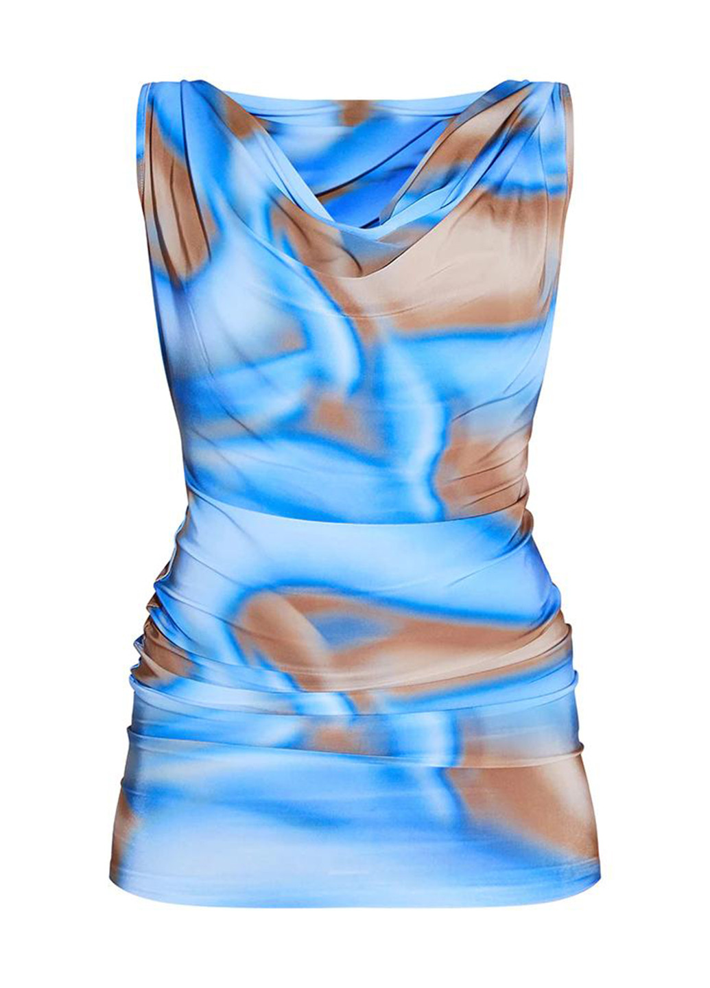 Голубое кэжуал платье платье-майка PrettyLittleThing с абстрактным узором