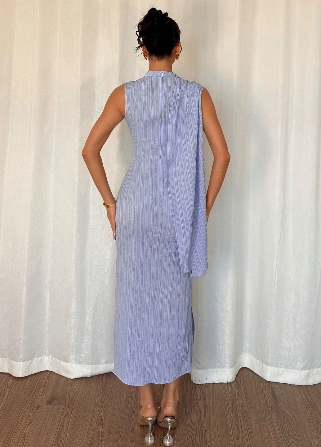 Блакитна вечірня, кежуал сукня годе SHEIN однотонна