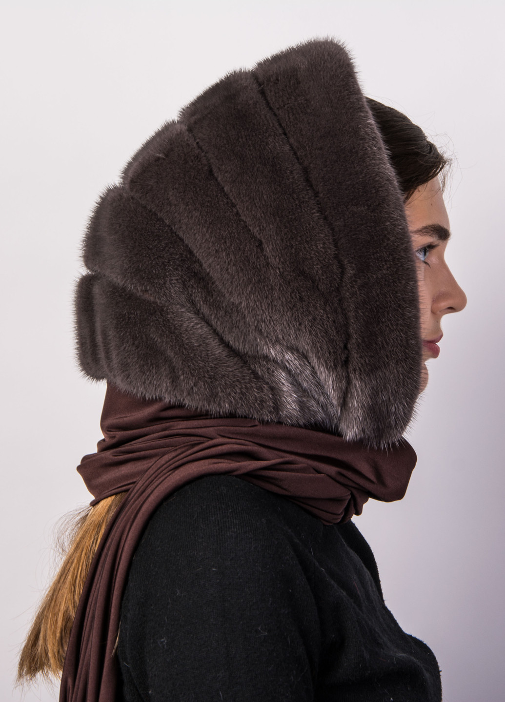 Жіночий норкову хустку на голову Меховой Стиль ракушка (246420957)