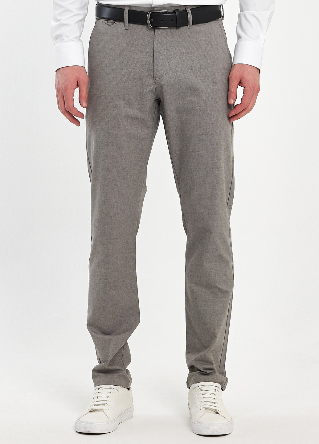 Серо-бежевые кэжуал демисезонные прямые брюки Trend Collection