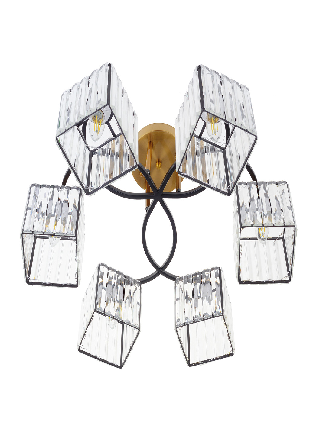 Люстра на 6 плафонов черная LK-717S/6 E27 BK+GDB Brille (220133465)