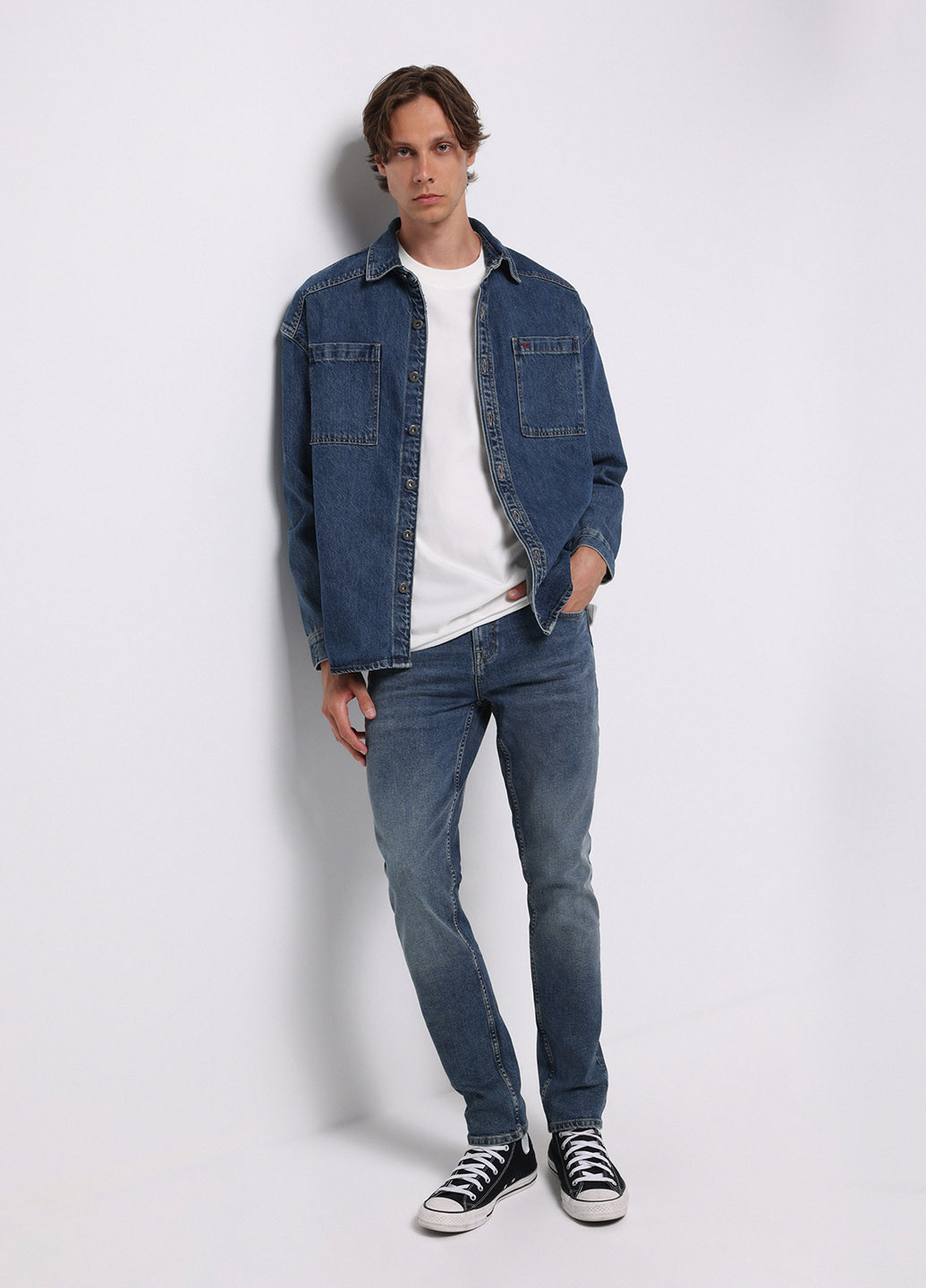 Синие демисезонные регюлар фит джинсы Colin's