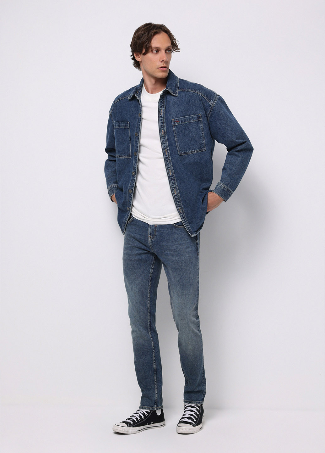 Синие демисезонные регюлар фит джинсы Colin's