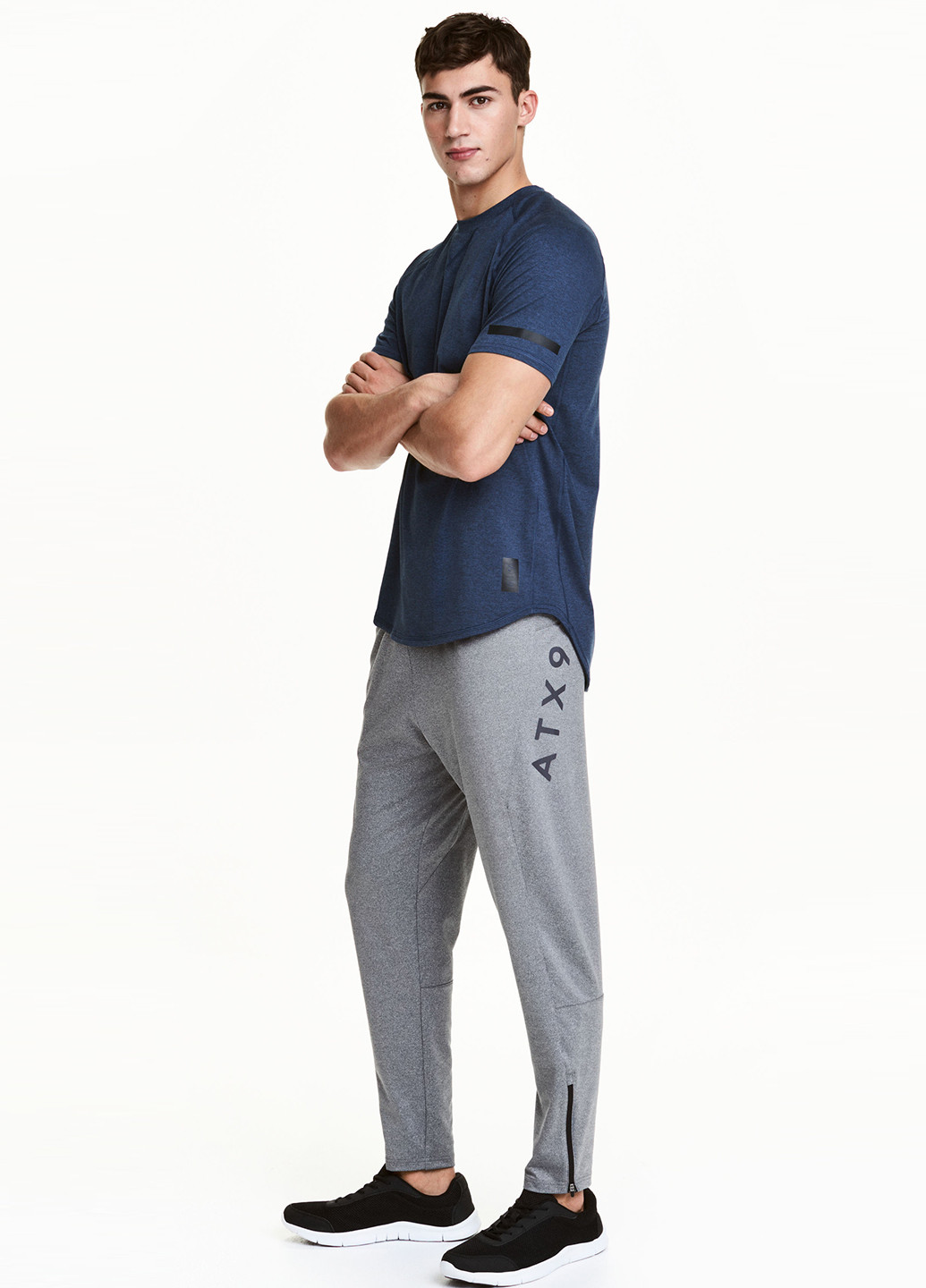 Серые спортивные демисезонные со средней талией брюки H&M