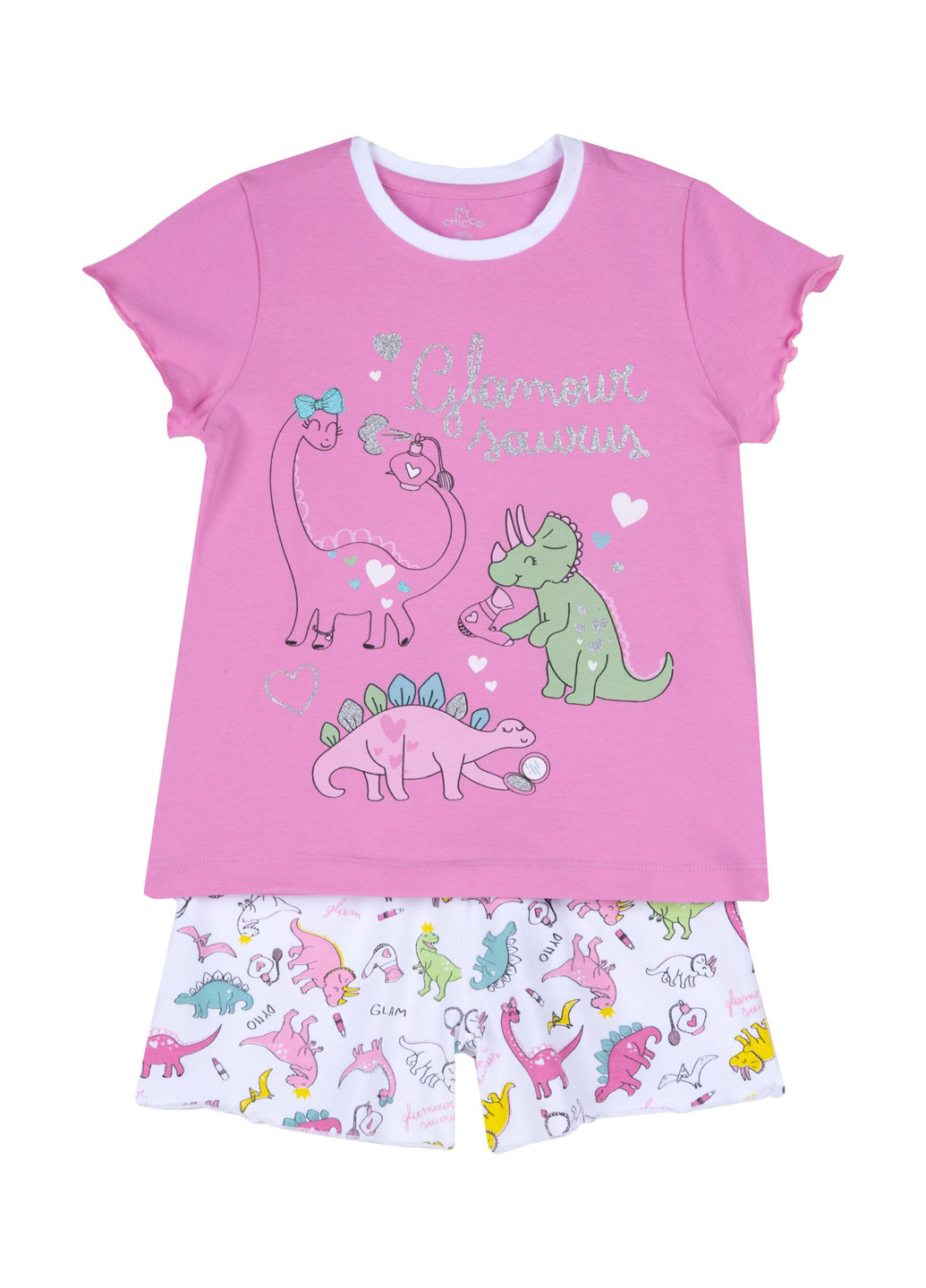 Розовая всесезон пижама (футболка, шорты) футболка + шорты Chicco