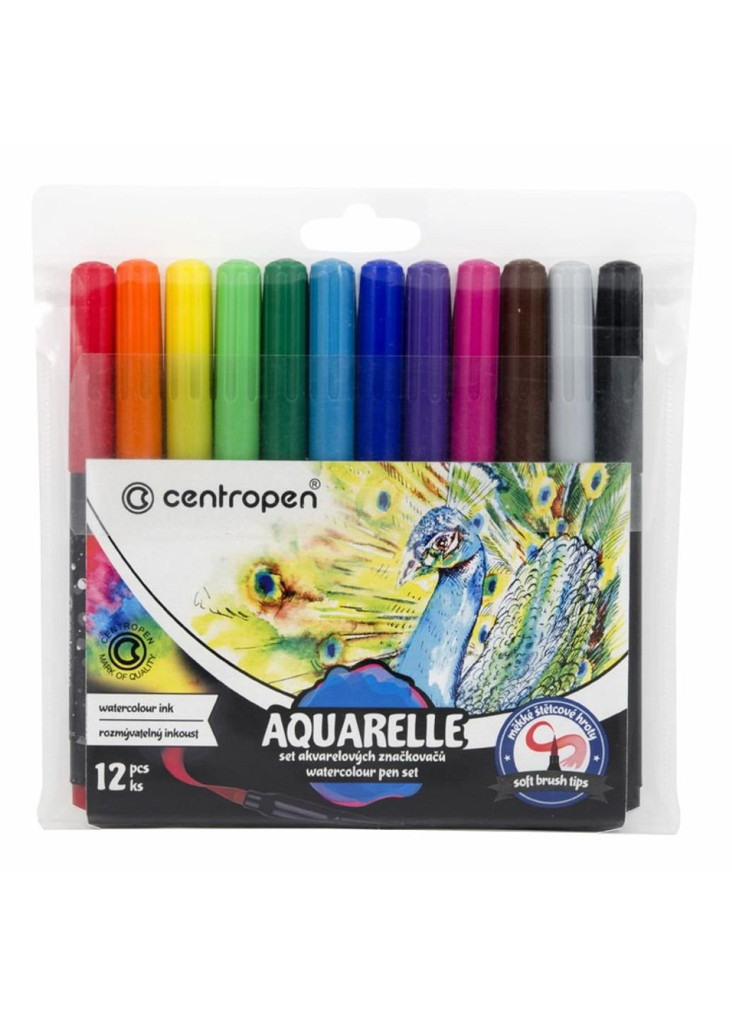 Фломастери акварельні 12 шт Асорті (8683/12) Centropen (254066304)