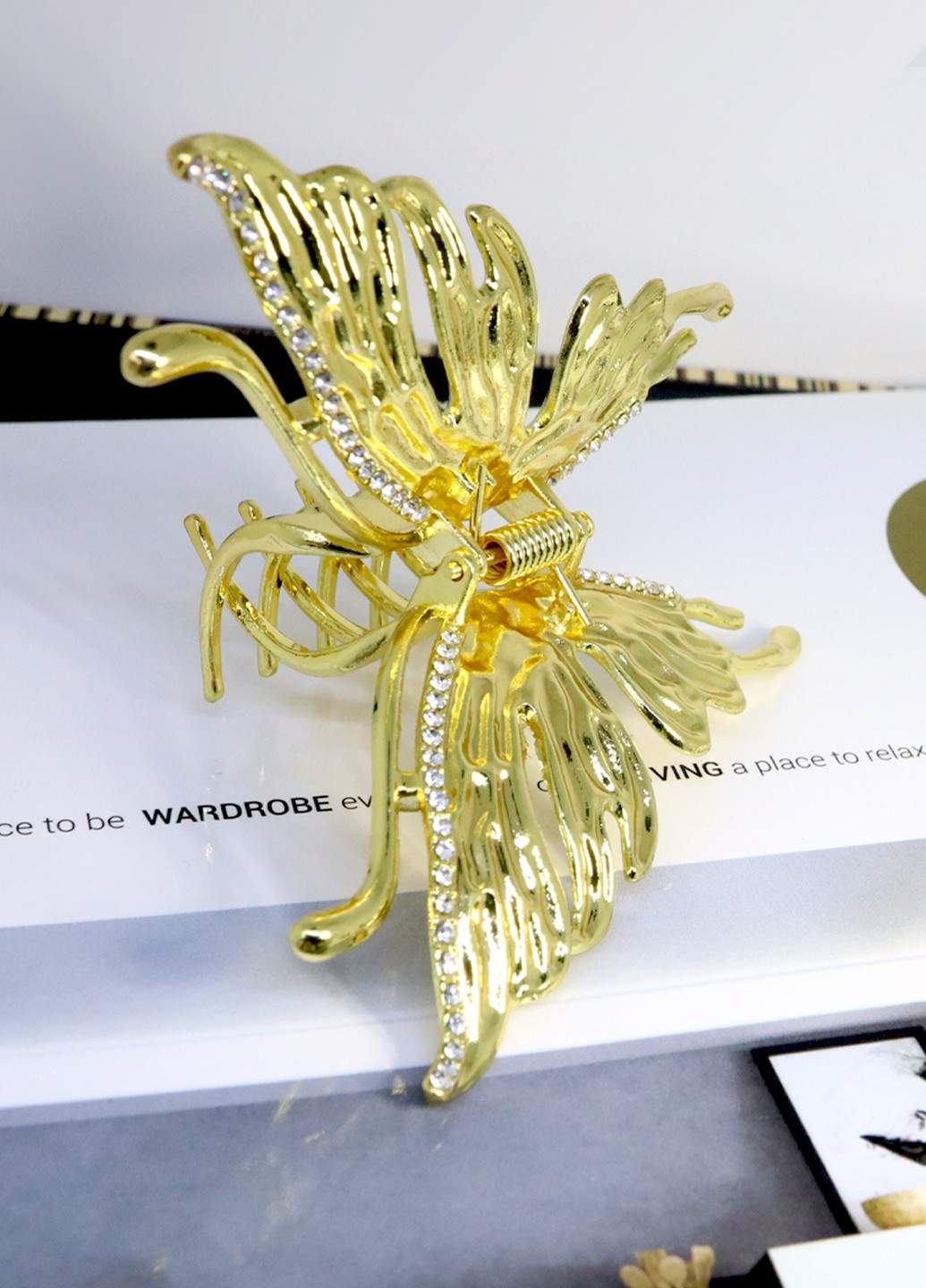Заколка краб для волосся "Крила Метелика", золотиста зі стразами Анна Ясеницька (256250957)