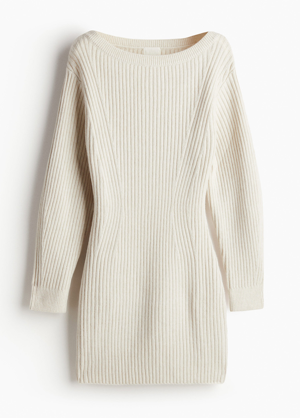 Кремовое кэжуал платье платье-свитер H&M однотонное