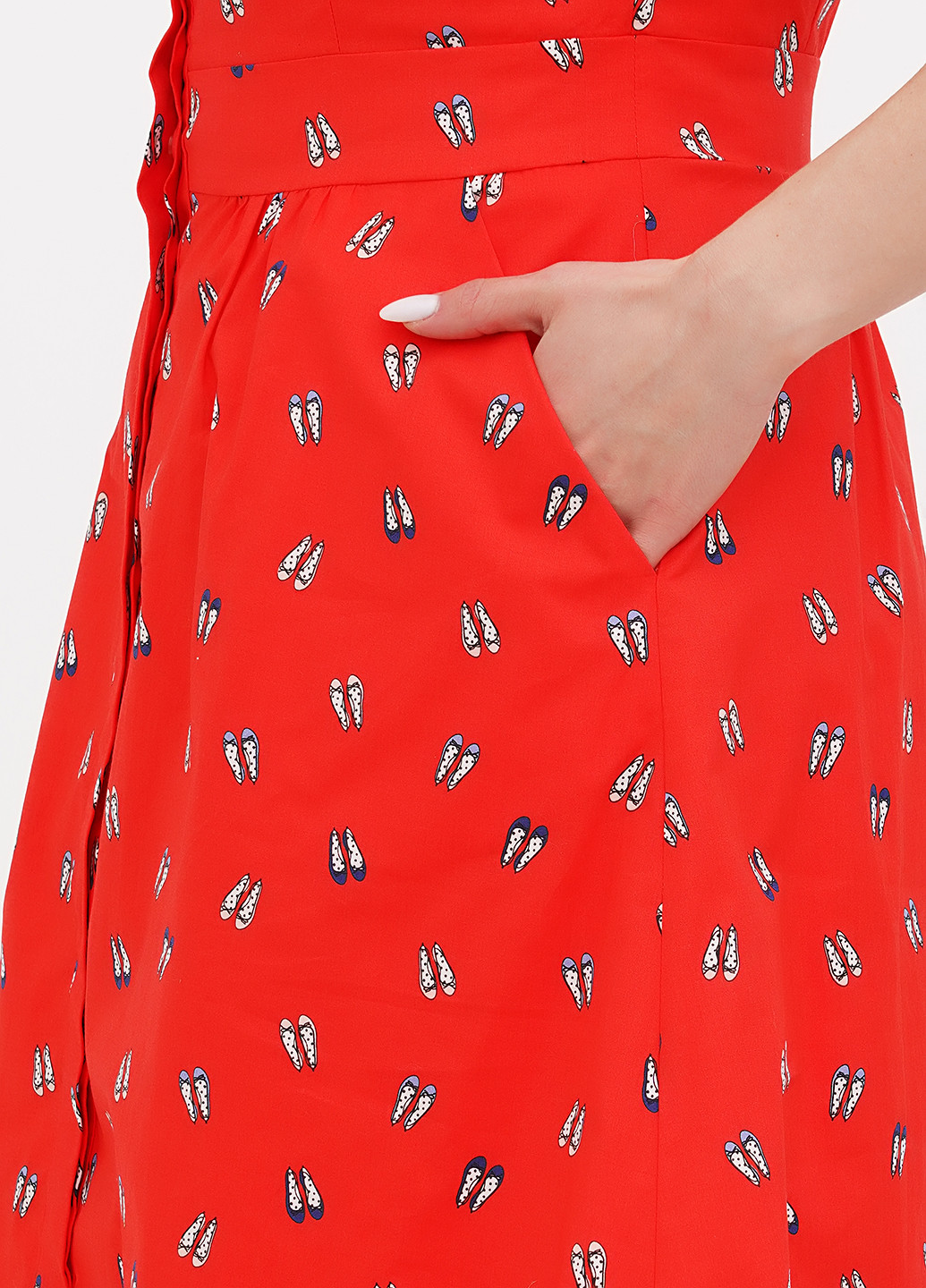 Красное кэжуал платье клеш Boden с рисунком