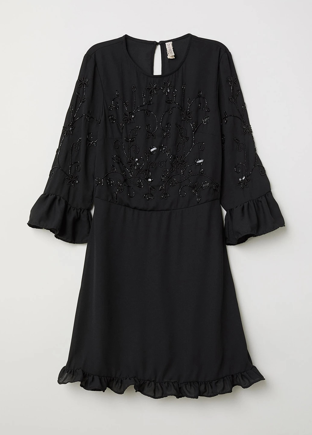 Черное кэжуал платье клеш H&M однотонное