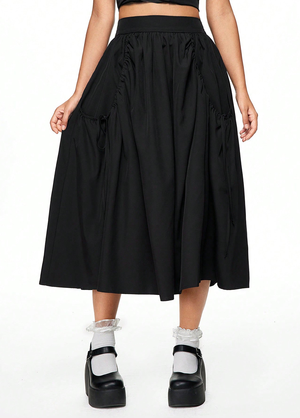 Черная кэжуал однотонная юбка SHEIN пышная