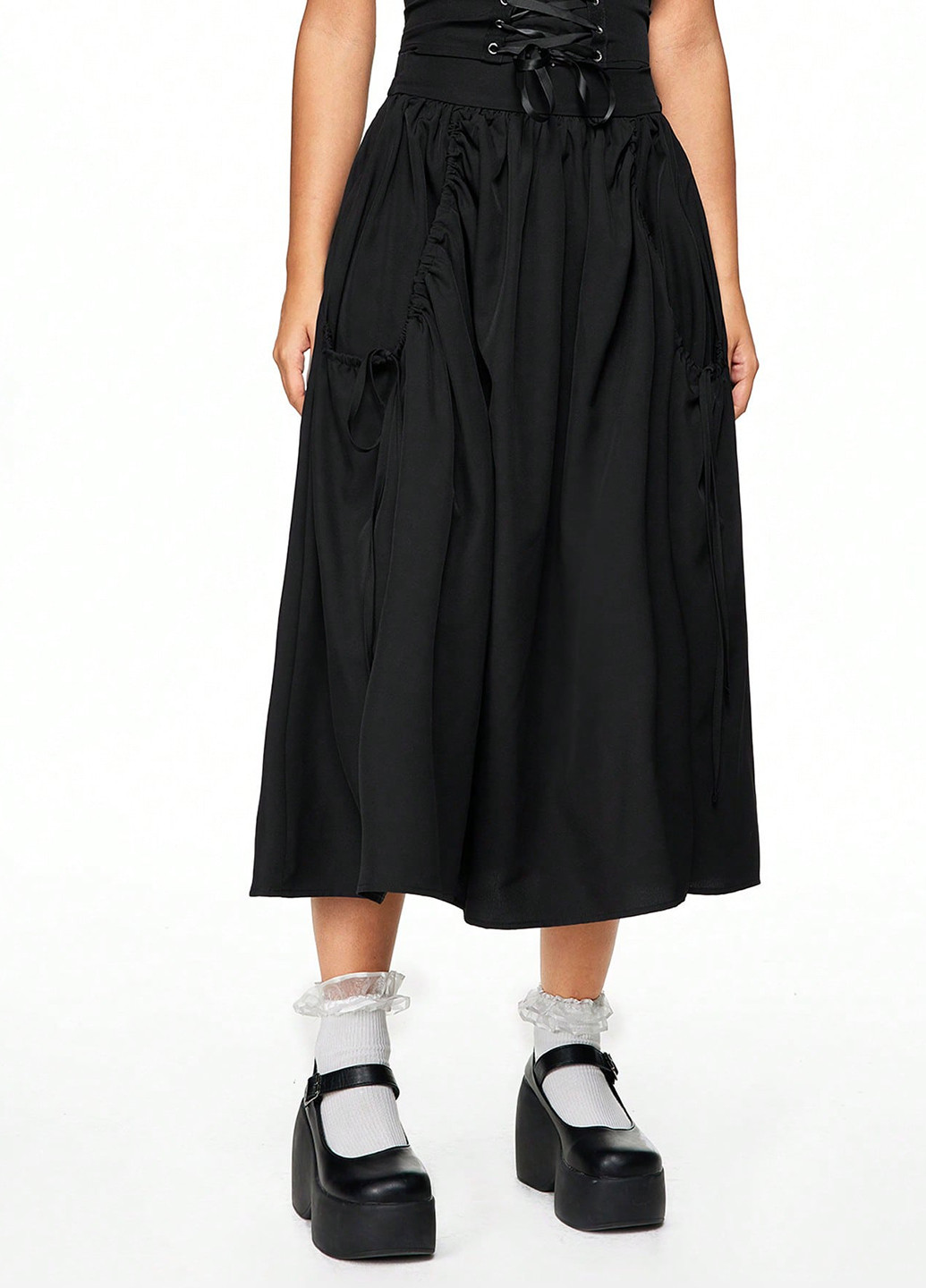 Черная кэжуал однотонная юбка SHEIN пышная