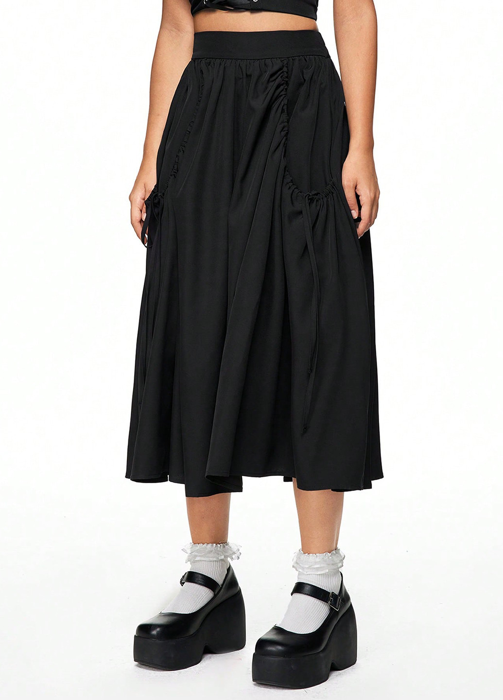 Черная кэжуал однотонная юбка SHEIN пышная