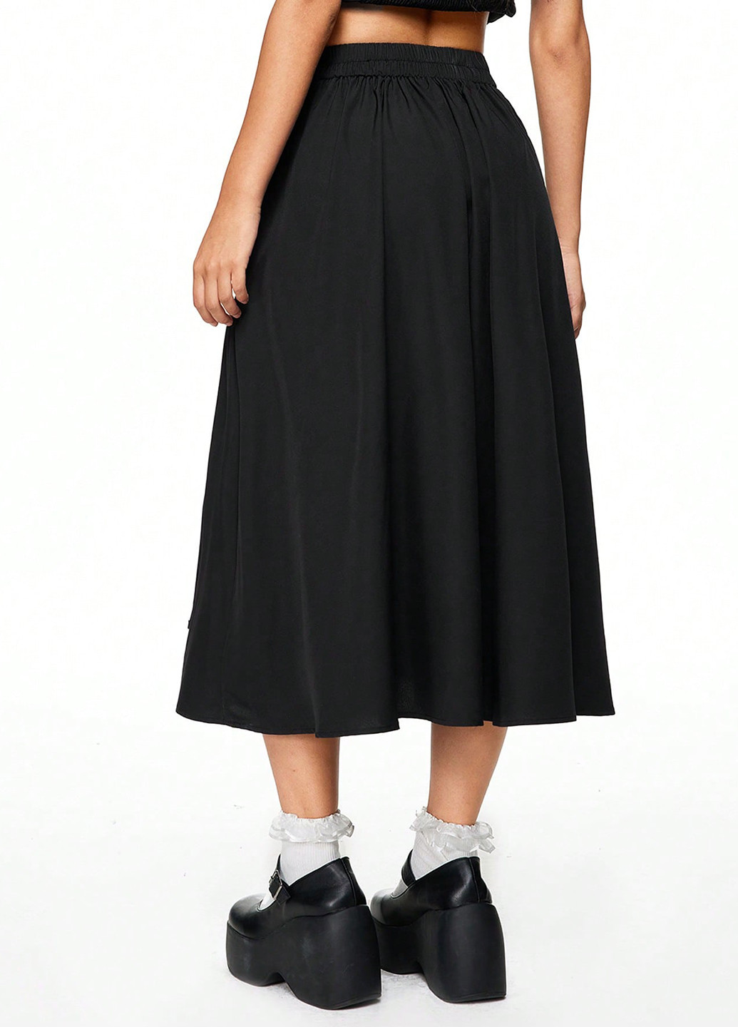 Черная кэжуал однотонная юбка SHEIN пышная