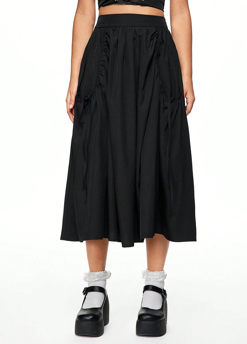 Черная кэжуал однотонная юбка SHEIN пышная