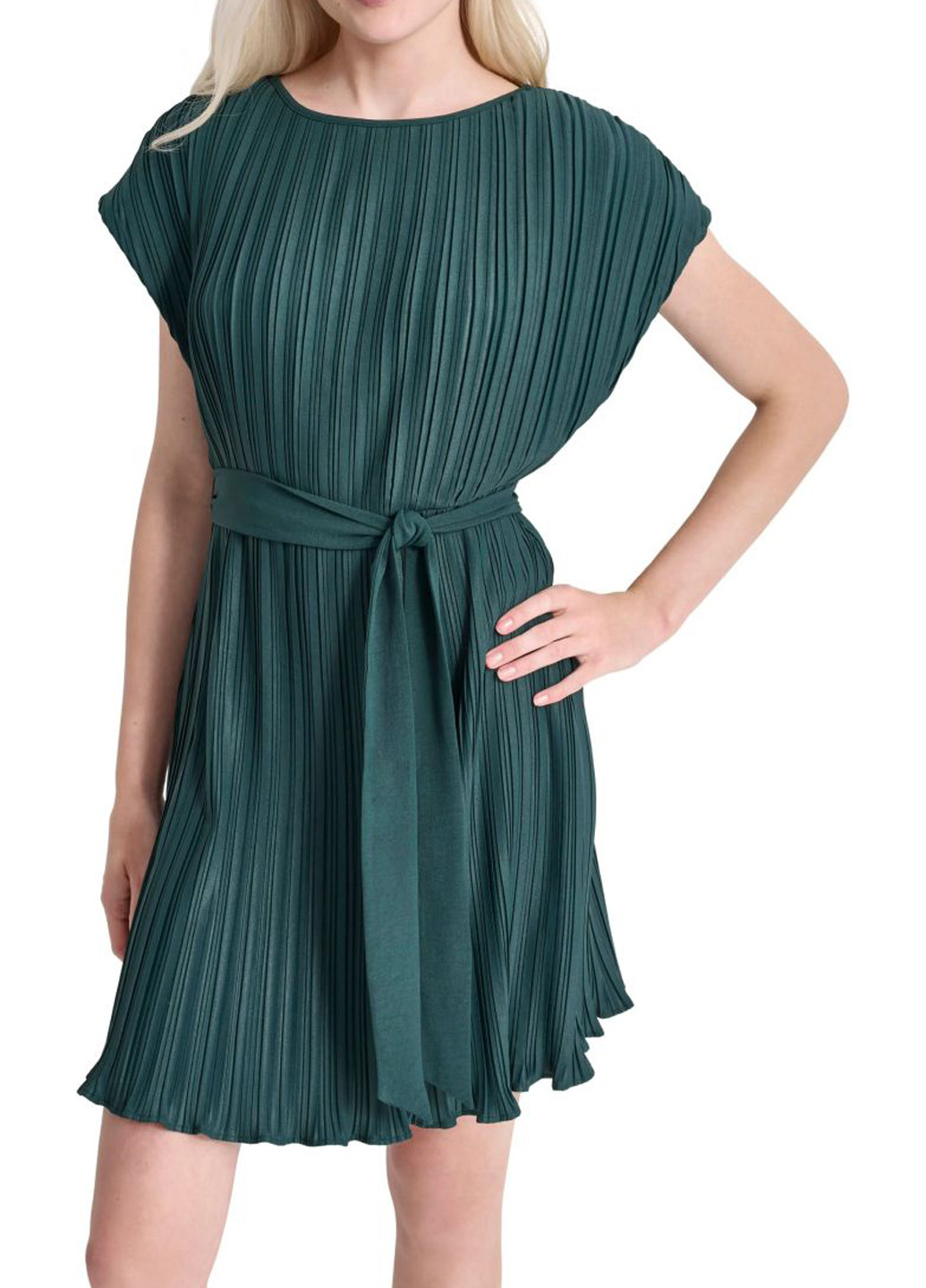 Зеленое кэжуал платье плиссированное DKNY однотонное