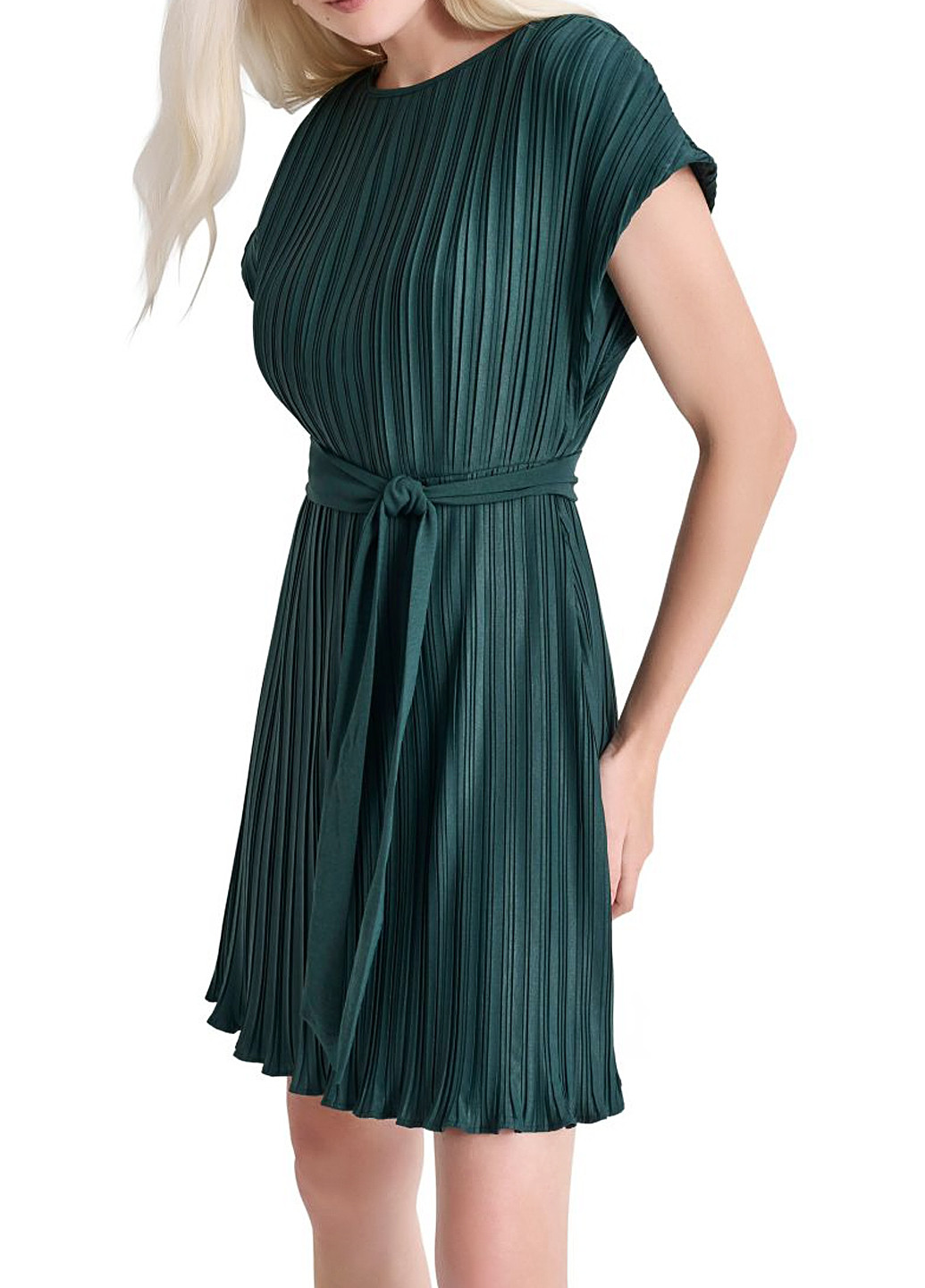 Зеленое кэжуал платье плиссированное DKNY однотонное