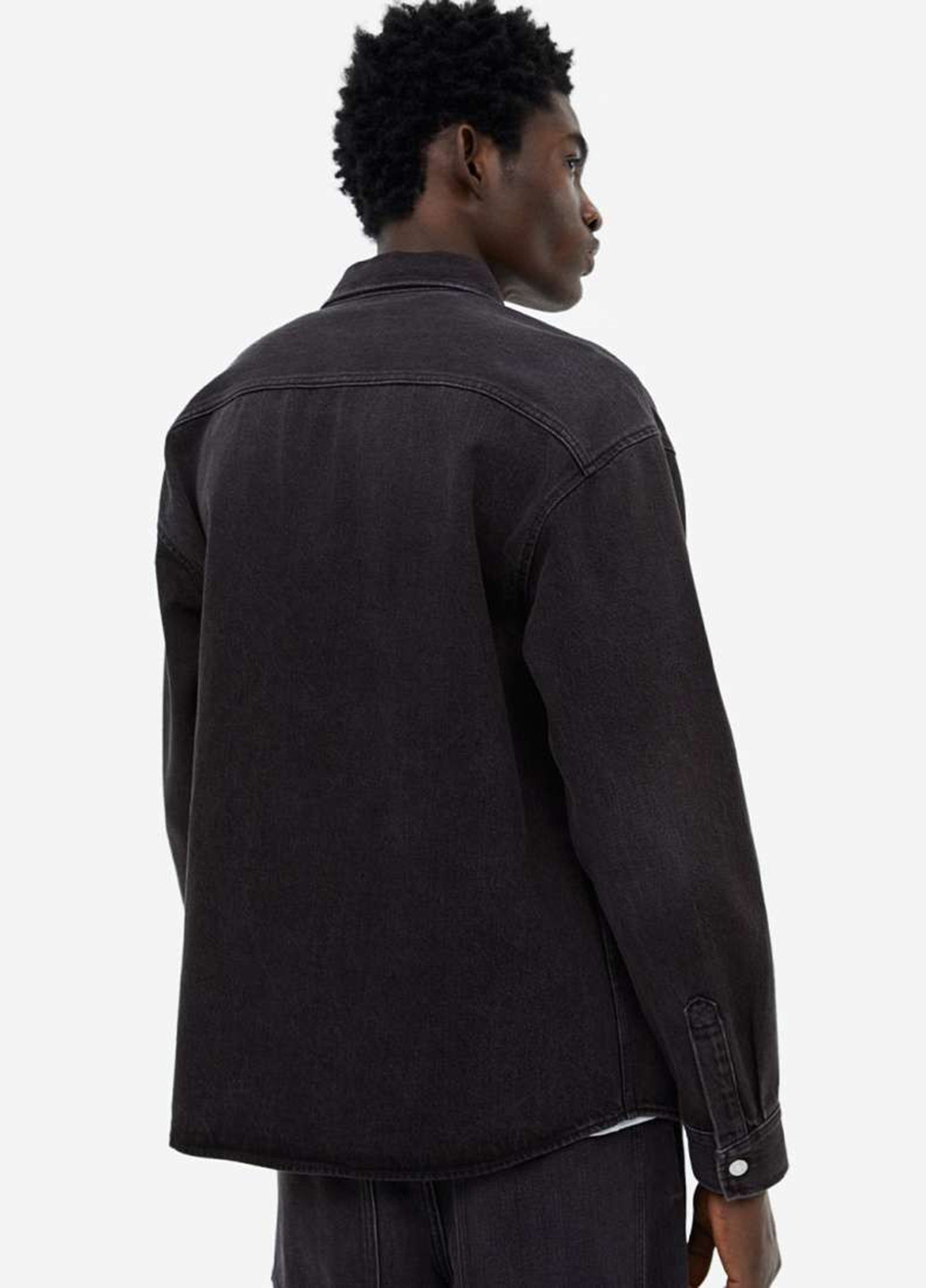 Темно-серая джинсовая рубашка однотонная H&M