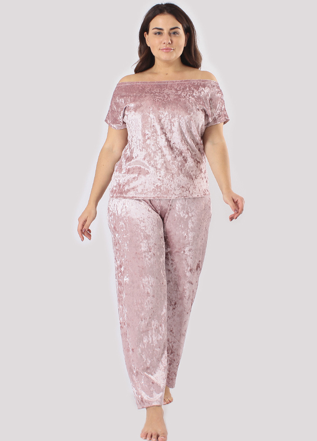 Светло-розовая всесезон пижама (футболка, брюки) футболка + брюки Ghazel