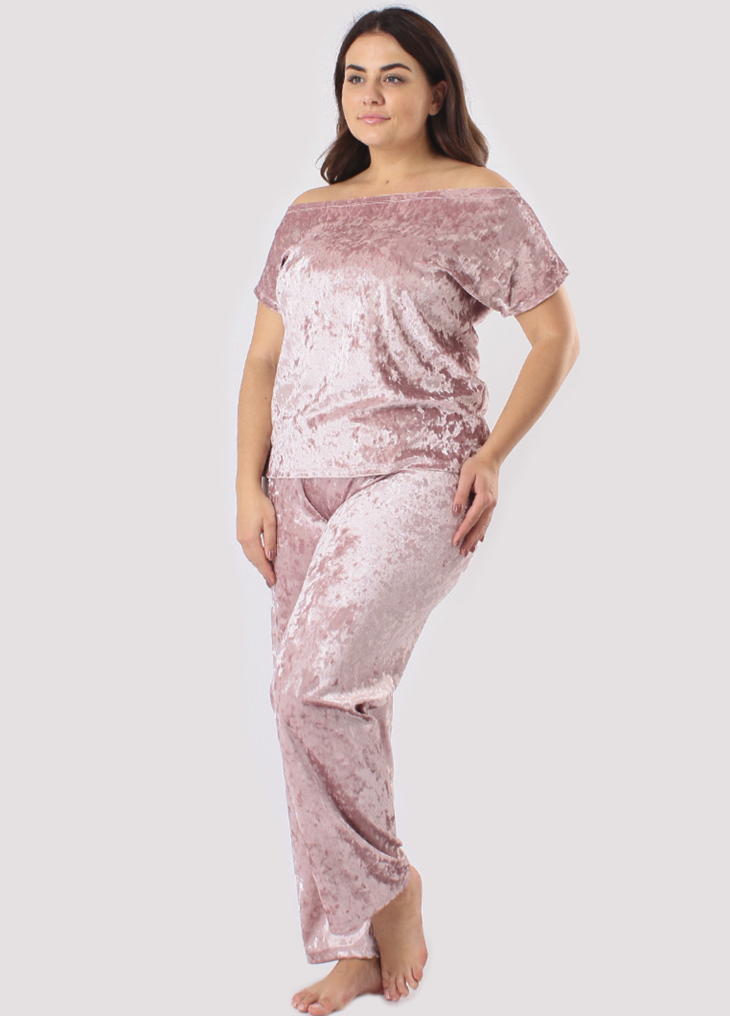 Светло-розовая всесезон пижама (футболка, брюки) футболка + брюки Ghazel