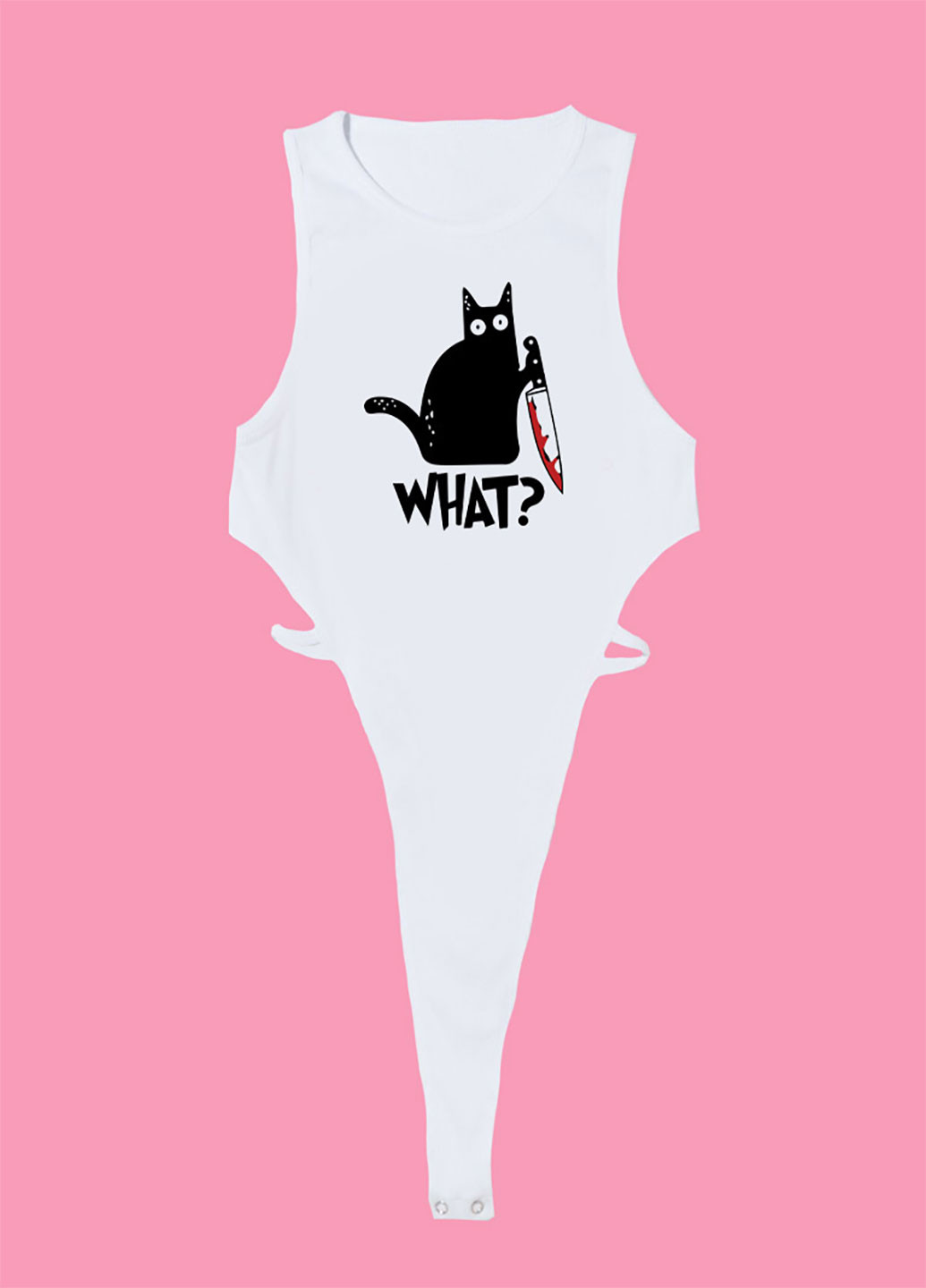 Боди белое Cat says "What?" Love&Live (234734634)