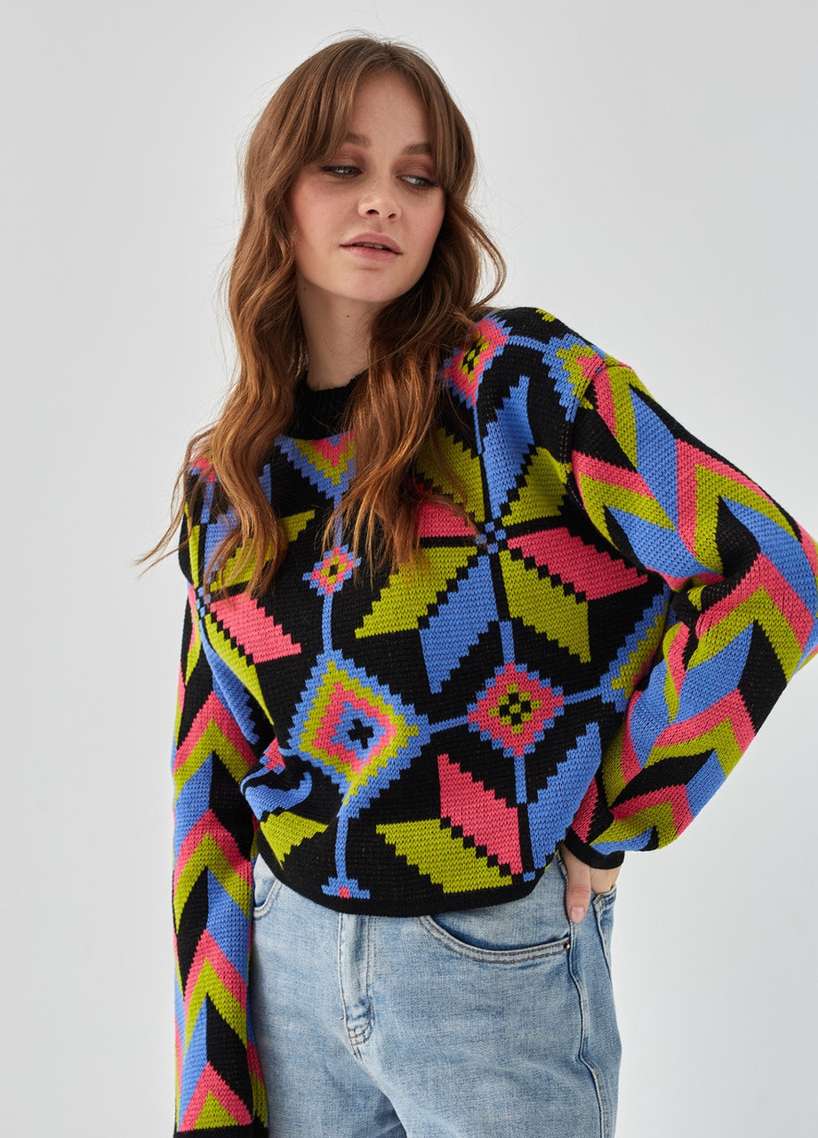 В'язаний джемпер «Еліс» (чорний, фісташка, волошковий, кораловий) MEREZHKA (254774418)