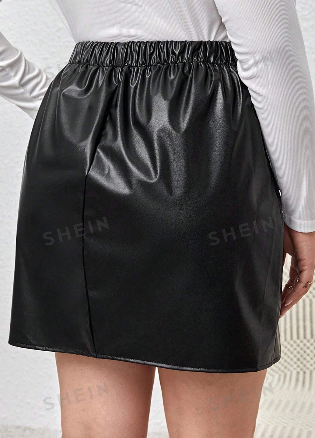Черная кэжуал однотонная юбка SHEIN на запах