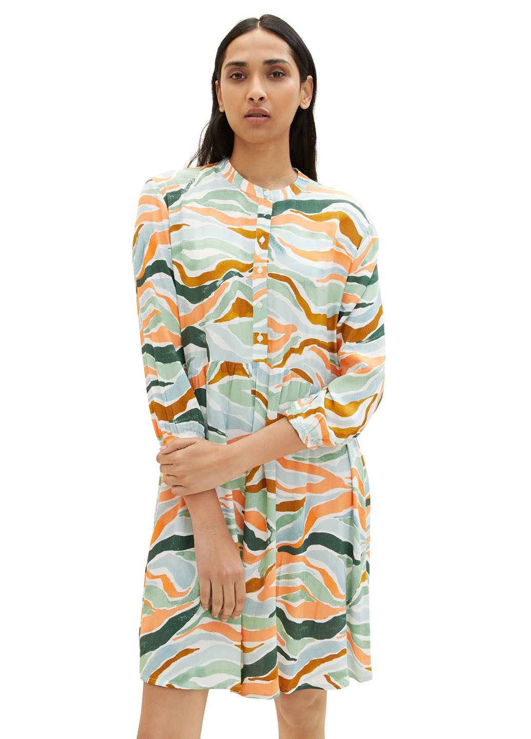 Комбинированное кэжуал платье рубашка Tom Tailor с рисунком
