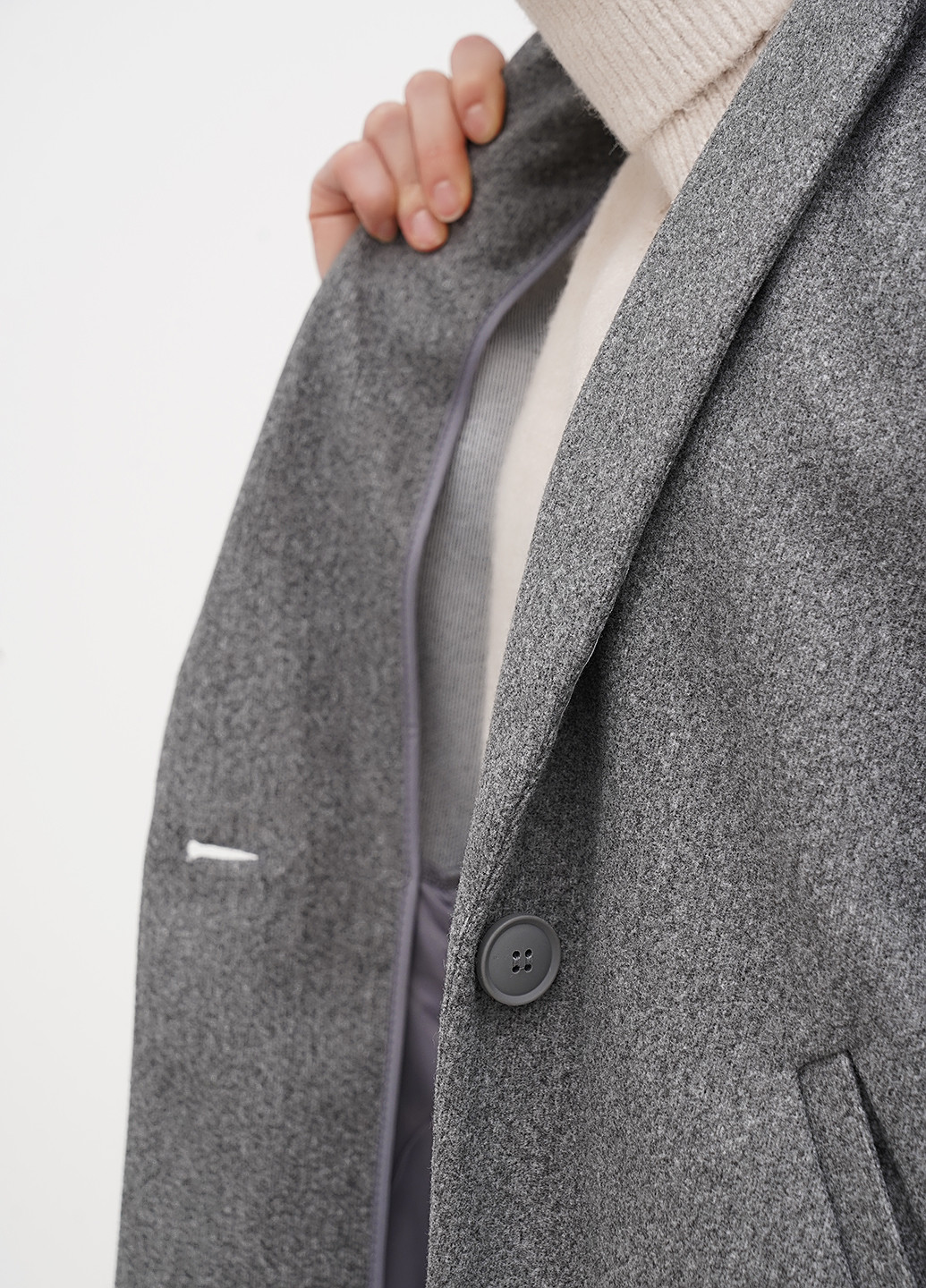 Серое демисезонное Пальто однобортное Cropp