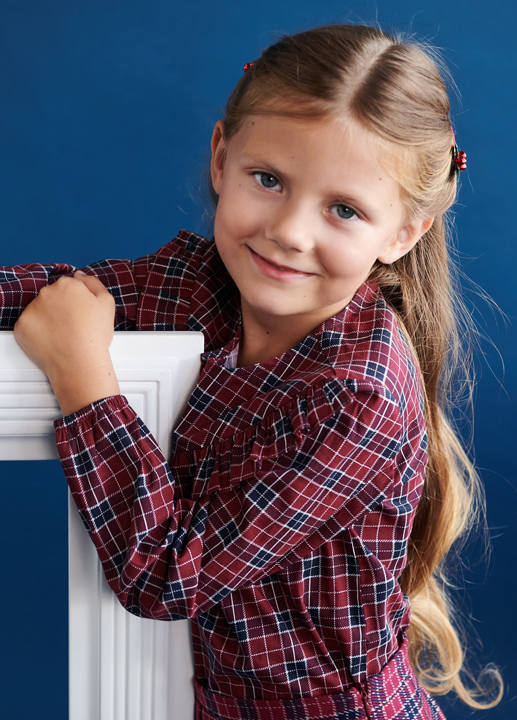 Бордовая в клетку блузка Sinsay демисезонная