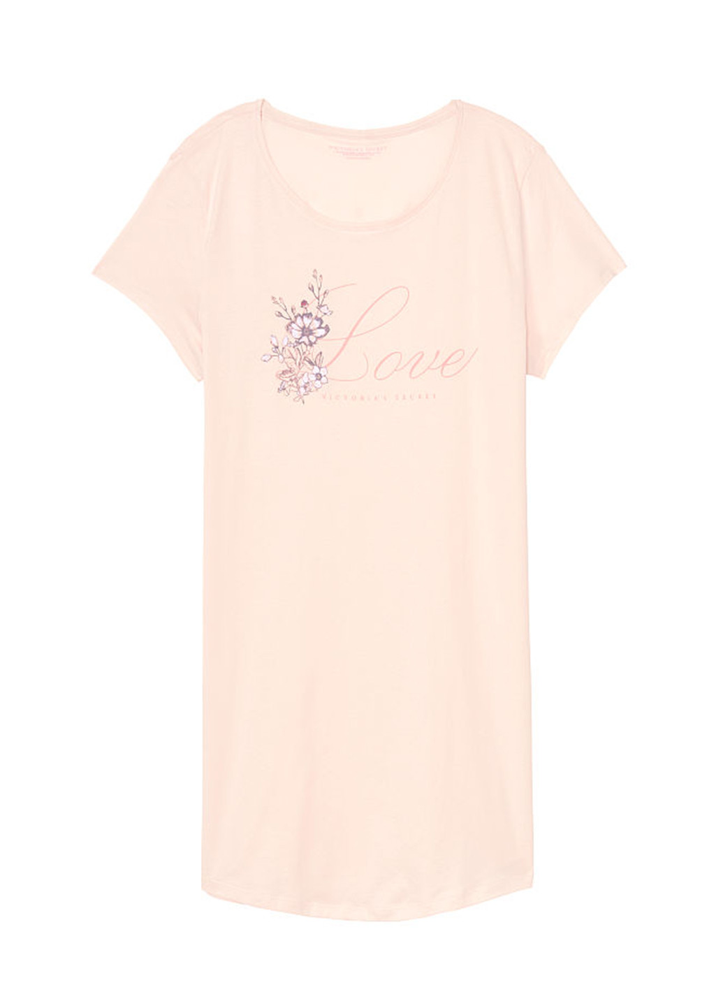 Ночная рубашка Victoria's Secret надпись светло-розовая домашняя трикотаж, хлопок