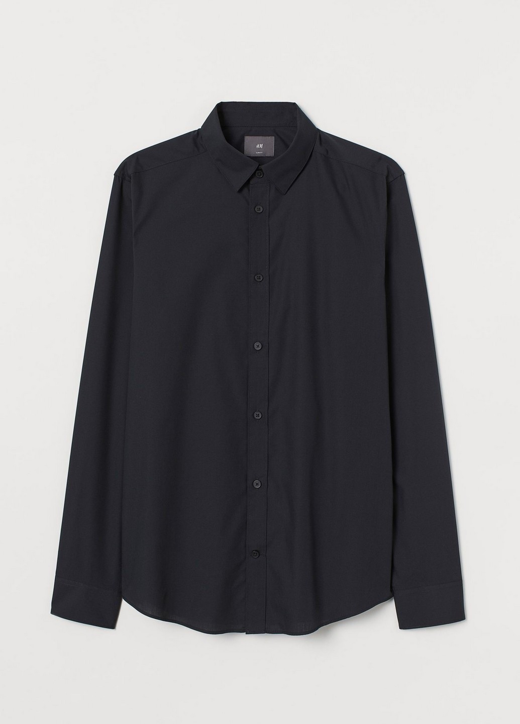 Черная рубашка однотонная H&M