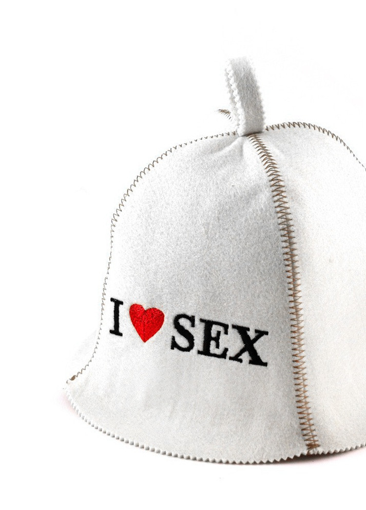 Банная шапка "I love sex", искусственный фетр, белый (LA-329) Luxyart (252611393)