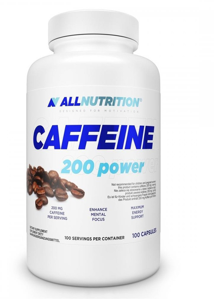 Предтрен Caffeine 200 - 100caps Allnutrition (232327154)