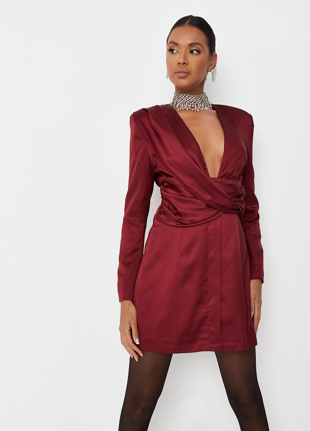 Бордова вечірня сукня кльош Missguided однотонна