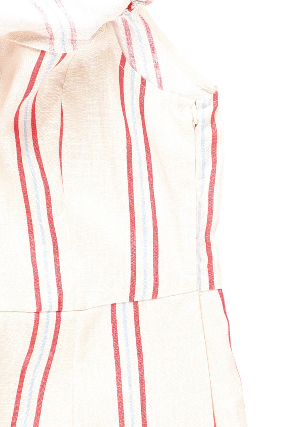 Бежевое кэжуал платье а-силуэт MINT&BERRY в полоску