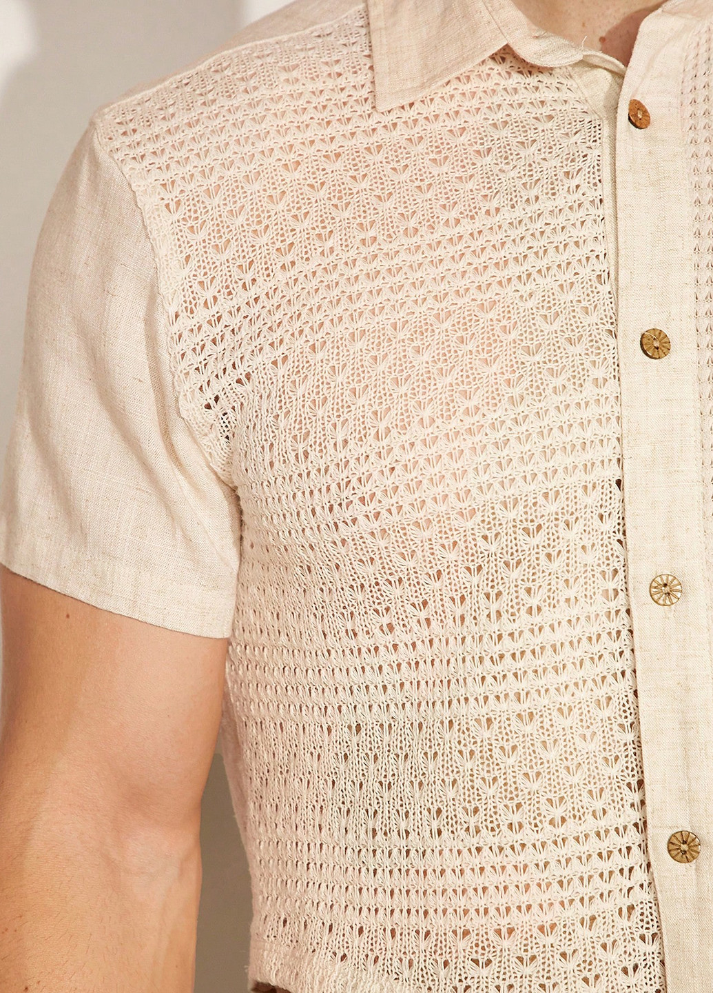 Кремовая кэжуал рубашка однотонная SHEIN