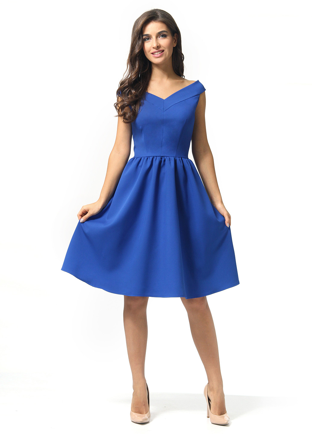 Синя кежуал сукня, сукня кльош Agata Webers однотонна