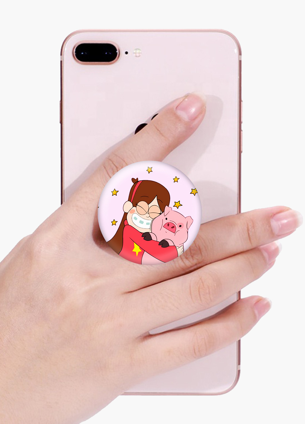 Попсокет (Popsockets) тримач для смартфону Мейбл Пайнс і пухкі Гравіті Фолз (Gravity Falls) (8754-2699) Чорний MobiPrint (221548627)