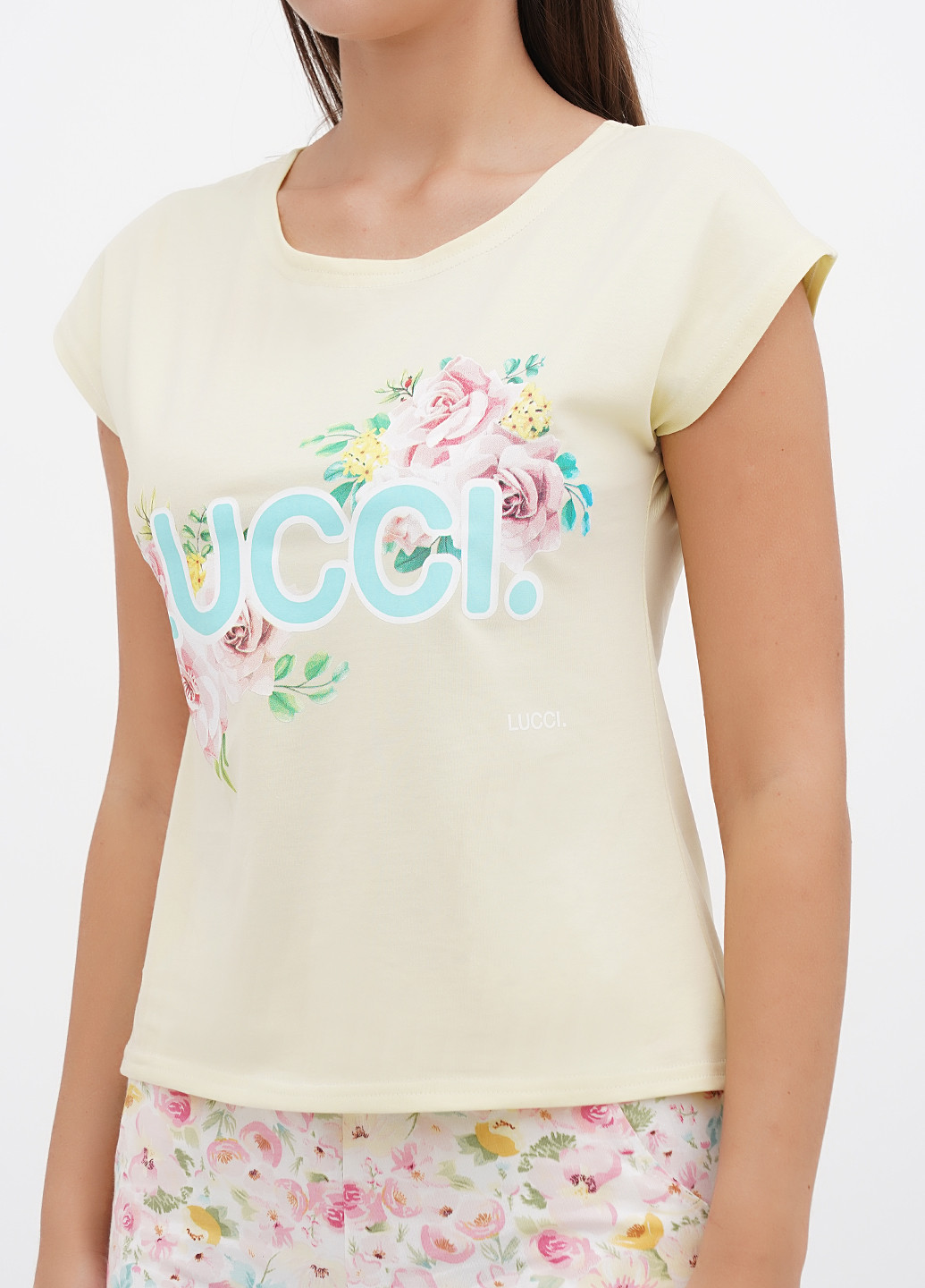 Светло-желтая всесезон пижама (футболка, шорты) футболка + шорты Lucci