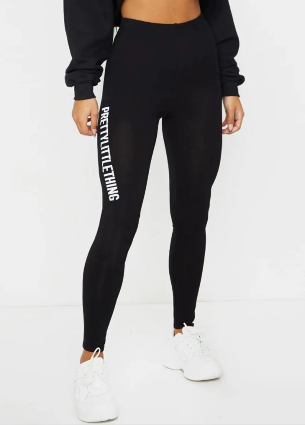 Черные демисезонные леггинсы PrettyLittleThing