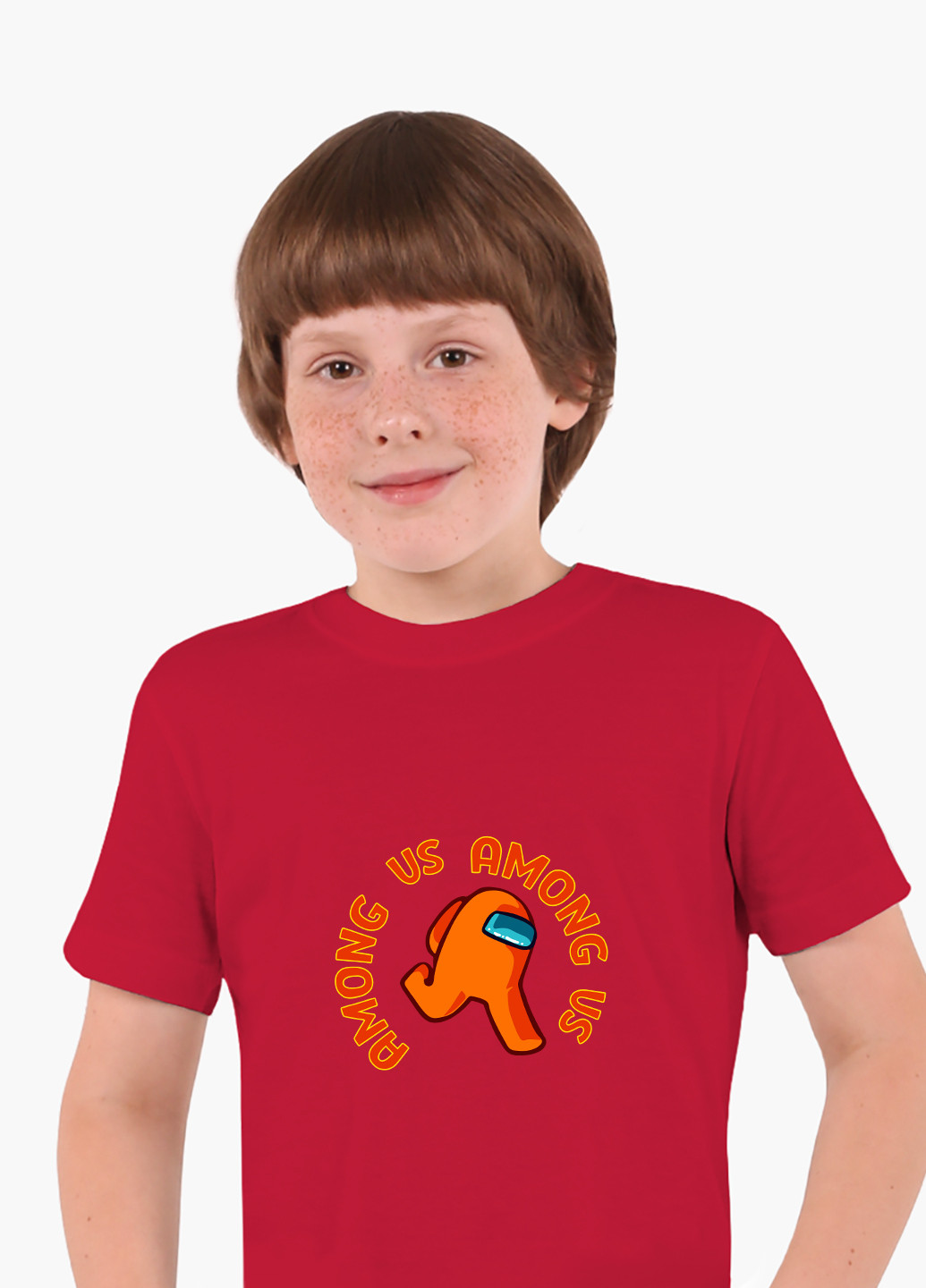 Червона демісезонна футболка дитяча амонг ас помаранчевий (among us orange) (9224-2408) MobiPrint