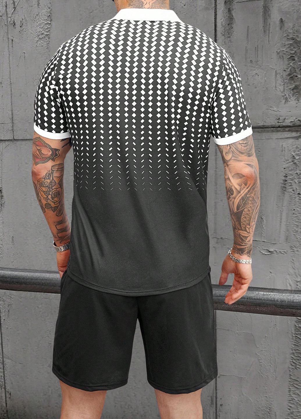 Чорно-білий літній комплект (поло, шорти) SHEIN