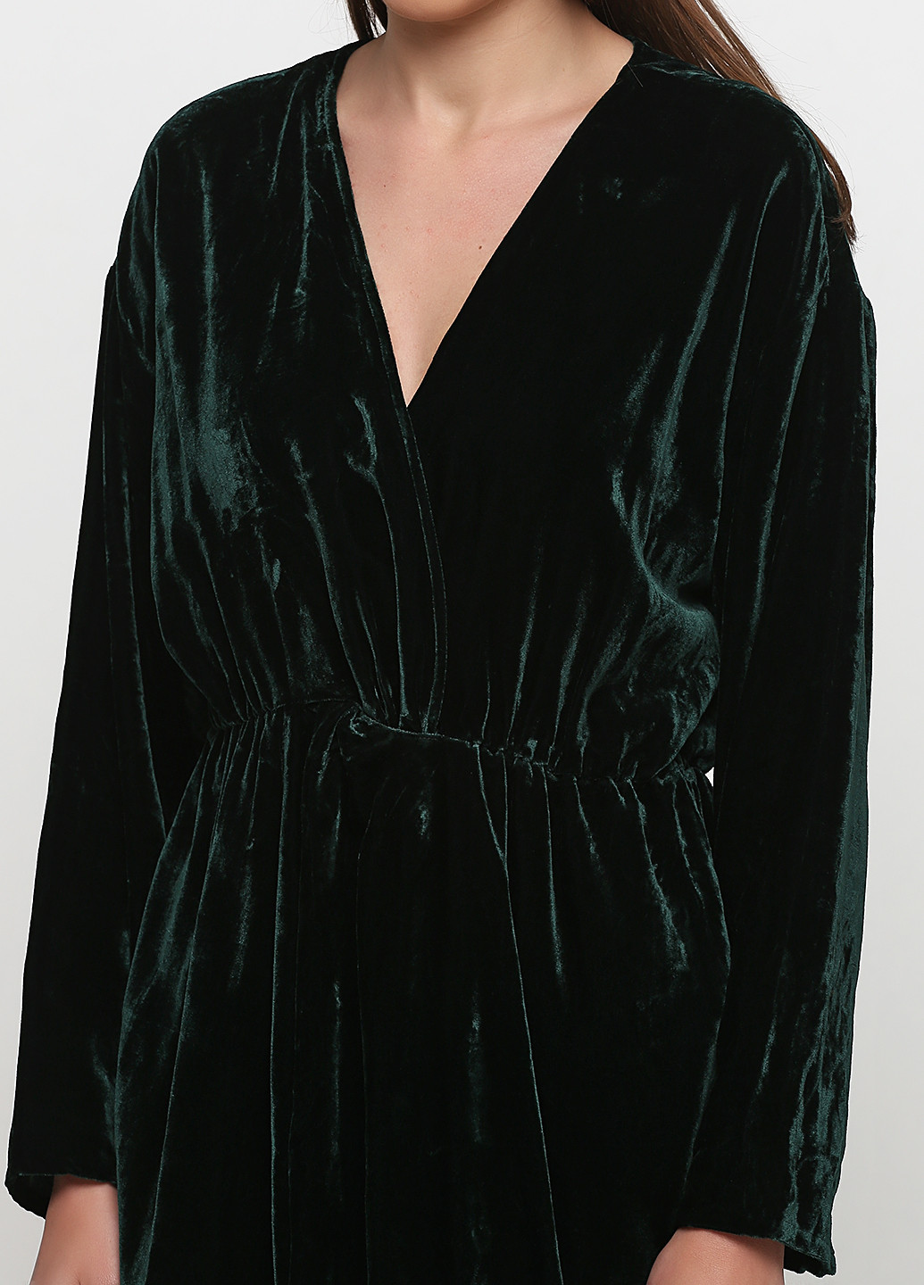 Темно-зеленое коктейльное платье на запах Care Label однотонное